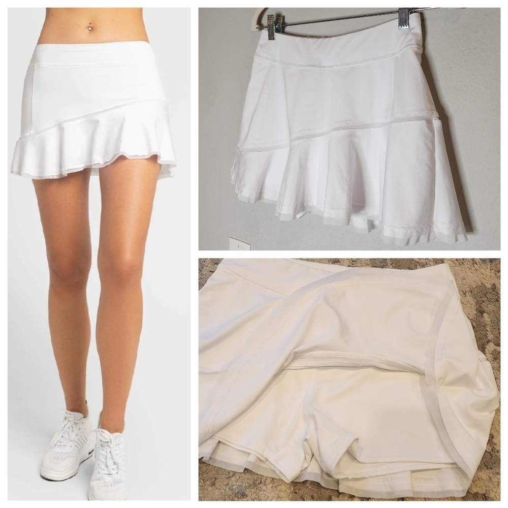 INPHORM white 13" tennis‎ skirt skort. Shorts lined. Size small.